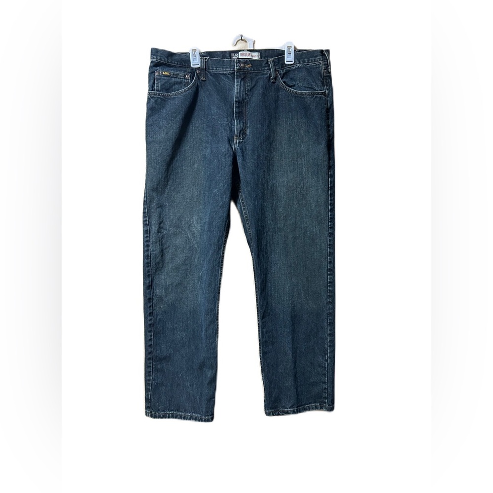 Lee Relaxed Fit Jeans Sz 42x30 Straight Leg Rigid Dark Blue Denim Mens